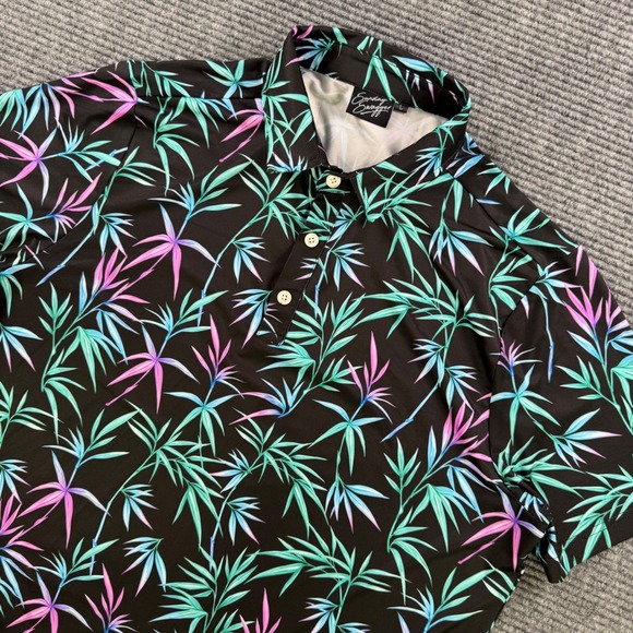 Sunday Swagger Other - Sunday Swagger Golf Polo Shirt Mens Large Black Tropical Bamboo Leaf Stretch